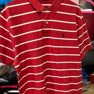 Polo by Ralph Lauren Red and White Striped Polo Shirt
